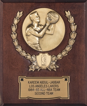 1984-85 All-NBA Team Los Angeles Lakers Second Team Award Presented To Kareem Abdul-Jabbar (Abdul-Jabbar LOA)